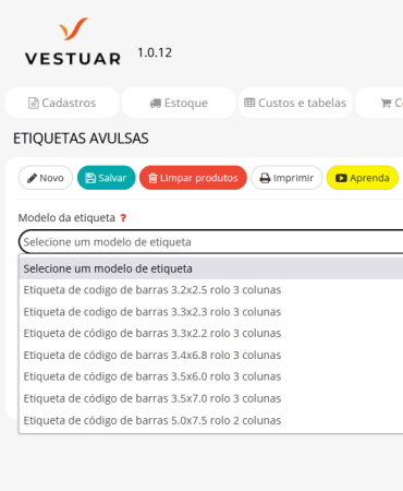 Vestuar - Módulo Etiquetas