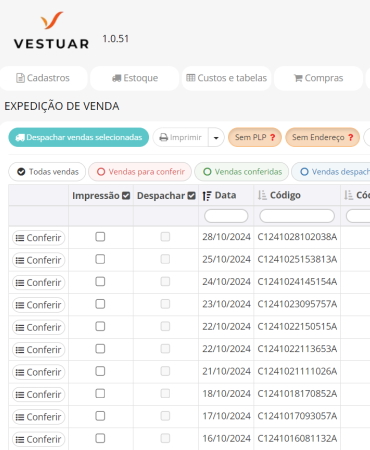 Vestuar - Módulo Expdição