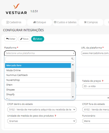 Vestuar - Integração