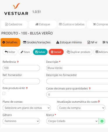 Vestuar - Módulo Produtos